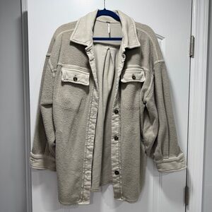Free People Ruby Shirt Jacket Shacket Sz Small in Taupe EUC